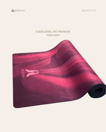 Suede Jewel Art Premium Yoga Mat is a Velvet-like finish and adheres best when there's moisture so it's ideal for intense workouts and hot yoga.